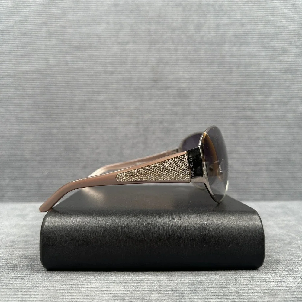 Valentino 5451/S Crystal Embellished Shield Sunglasses Silver Pink Y2k